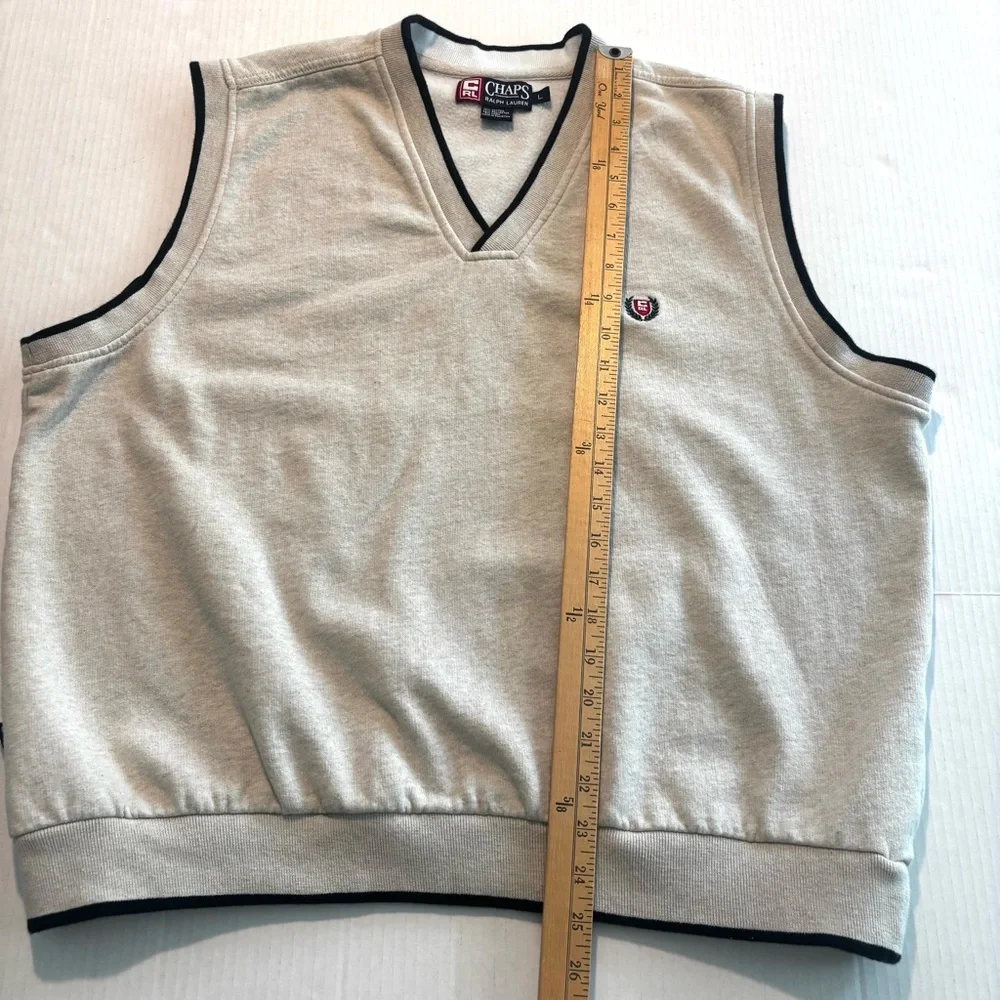 Ralph Lauren Chaps Golf Vest Fleece Lining Beige‎ V-Neck Logo Leisure Men’s L